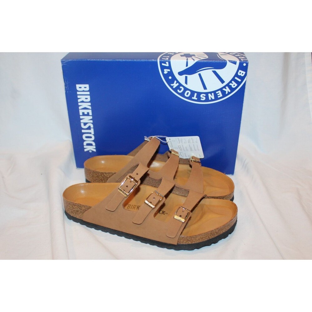 BIRKENSTOCK WOMEN'S FLORIDA LEATHER 3 STRAP SANDALS FRESH MINK 40 REGULAR - Picture 2 of 6